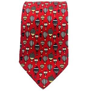 Sinsabang Men's Red Silk Hot Air Balloons Multicolor Necktie 58"x 4"